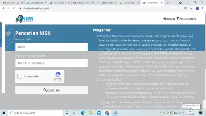 cek nisn online